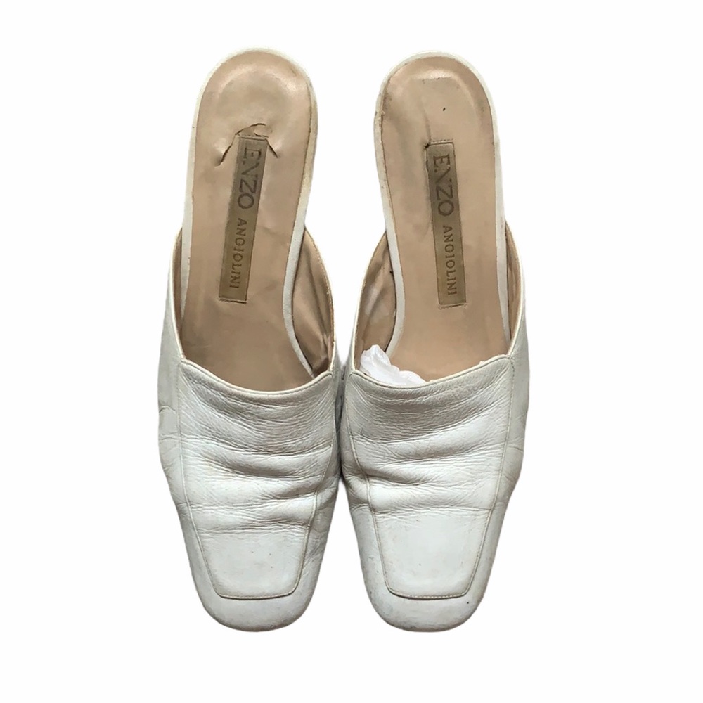 Enzo Angiolini White Mules